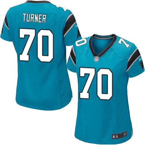 Nike Panthers #70 Trai Turner Blue Alternate Women's Stitched NFL Elite Jersey